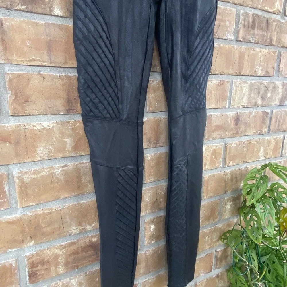 Spanx Faux Black Leather Moto Leggings, Small - Picture 6 of 10